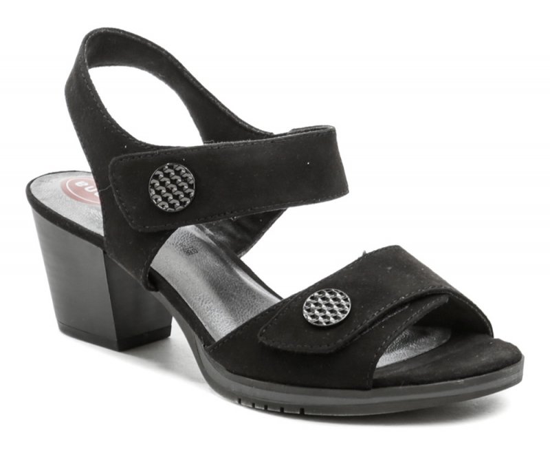 Jana 8-28308-28 čierne dámske sandále na podpätku šírka H | ARNO-obuv.sk - obuv s tradíciou