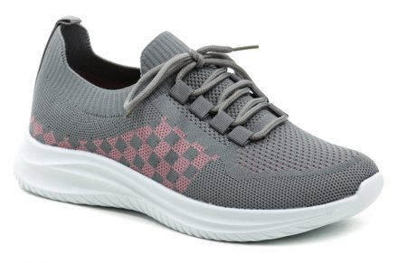 Letná vychádzková rekreačná obuv typu tenisky na šnurovanie, vyrobená z textilného materiálu.