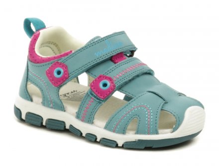 Detská letná vychádzková obuv typu sandále so zapínaním na dva pásiky so suchým zipsom. Obuv je vyrobená zo syntetického materiálu.