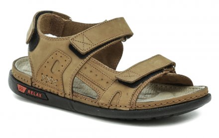 Pánska letná kožená vychádzková obuv typu sandále so zalepovaním na suchý zips, vyrobená z pravej prírodnej kože.
