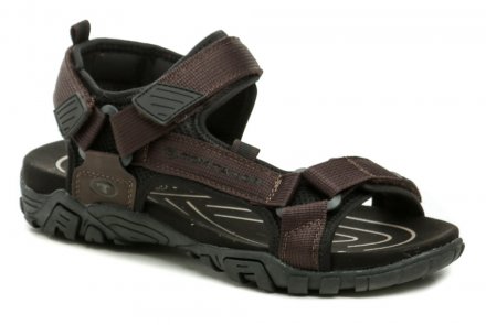 Pánska letná vychádzková sandálová obuv, vyrobená zo syntetickej kože v kombinácii s textilným materiálom.