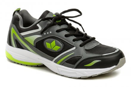 Celoročná športová obuv na šnurovanie, vyrobená z textilného materiálu v kombinácii so syntetickým materiálom.