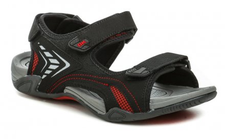 Letná vychádzková sandálová obuv so zapínaním na suchý zips. Obuv je vyrobená zo syntetického materiálu v kombinácii s textilným materiálom.