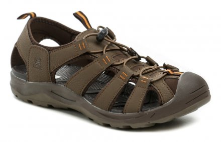 Letná vychádzková a trekingová sandálová obuv s krytou špicou, vyrobená z kombinácie syntetického a textilného materiálu. Vegánsky produkt.