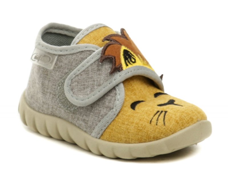 Befado 465P109 LEV šedožlté detské papučky | ARNO-obuv.sk - obuv s tradíciou