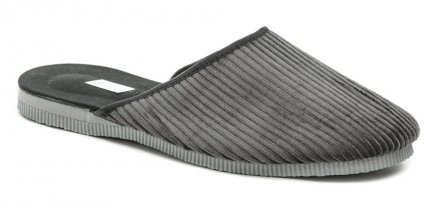 Pánska nadmerná domáca nazúvacia obuv s plnou špicou, vyrobená z textilného materiálu.
