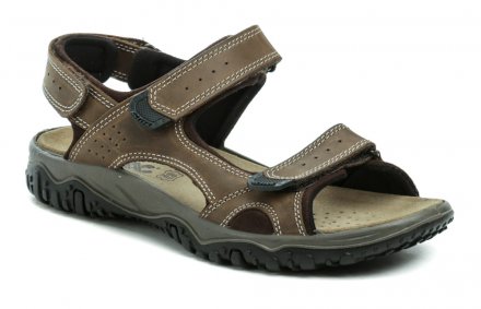 Pánska letná vychádzková sandálová obuv so zapínaním na suchý zips. Obuv je vyrobená z pravej prírodnej kože v kombinácii s textilným materiálom.