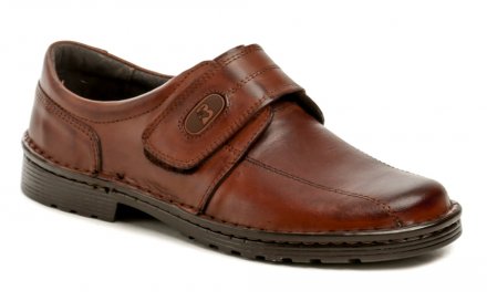 Pánska celoročná vychádzková obuv so zapínaním na pasok so suchým zipsom, vyrobená z pravej prírodnej kože.