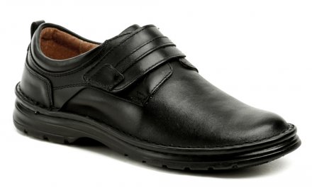 Pánska nadmerná celoročná vychádzková obuv so zalepovaním na suchý zips, vyrobená z pravej prírodnej kože.