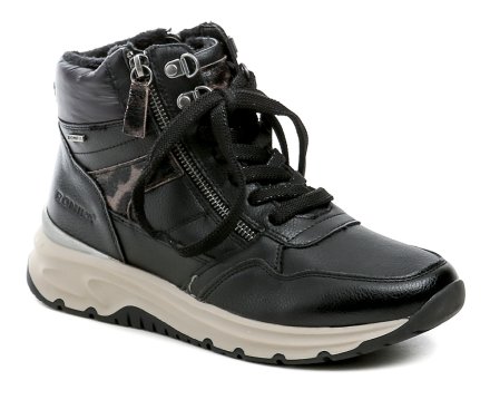 Romika 84R0102014 čierne zimné topánky Zimná členková vychádzková obuv so zaväzovaním na šnúrky aj bežný zips. Obuv je vyrobená zo syntetického materiálu, vo vnútri zateplená jemným textilným kožúškom a membránou Romitex.