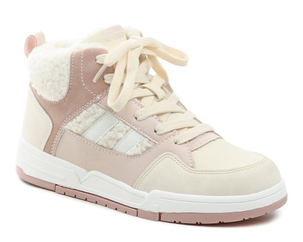 Detská zimná obuv na šnurovanie aj so zapínaním na zips. Obuv je vyrobená z kombinácie syntetického a textilného materiálu, vyteplená penovou izoláciou s jemným semišovým materiálom, na okrajoch chlpatým kožúškom.