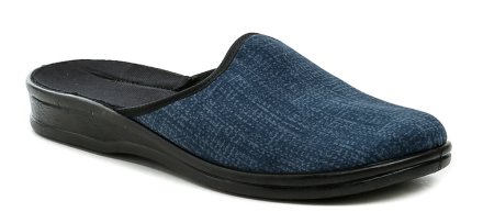 Pánske celoročné domáce papuče s plnou špicou, vyrobená z textilného materiálu.