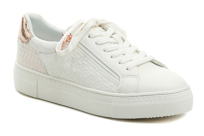 Tamaris 1-23736-42 biele dámske poltopánky so zlatou ružovým prvkom | ARNO-obuv.sk - obuv s tradíciou