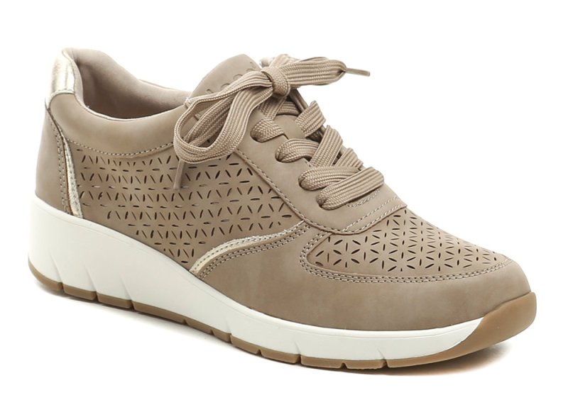 Jana 8-23766-46 béžové dámske poltopánky na kline | ARNO-obuv.sk - obuv s tradíciou