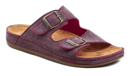 Dámska letná rekreačná a prezúvková zdravotná nazúvacia obuv, vyrobená z pravej prírodnej a syntetickej kože s nastaviteľným priehlavkovým pásikom.