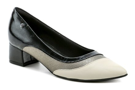 Dámska celoročná vychádzková obuv na stabilnom podpätku, vyrobená z kvalitného syntetického materiálu s pohodlnou stielkou.