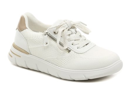 Dámska jarná a letná vychádzková voľnočasová obuv na šnurovanie aj zips, vyrobená z kombinácie syntetického a textilného materiálu.