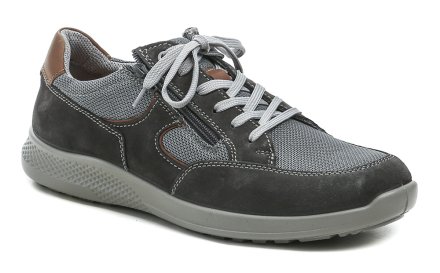 Pánska celoročná vychádzková obuv na šnurovanie aj so zapínaním na zips. Obuv je vyrobená z prírodnej kože v kombinácii s textilným materiálom.