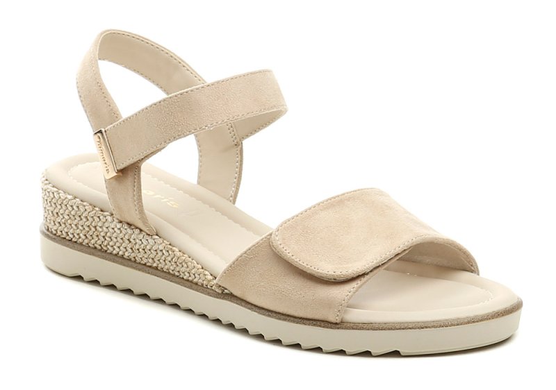 Tamaris 1-28118-44 béžové dámske sandále na kline | ARNO-obuv.sk - obuv s tradíciou