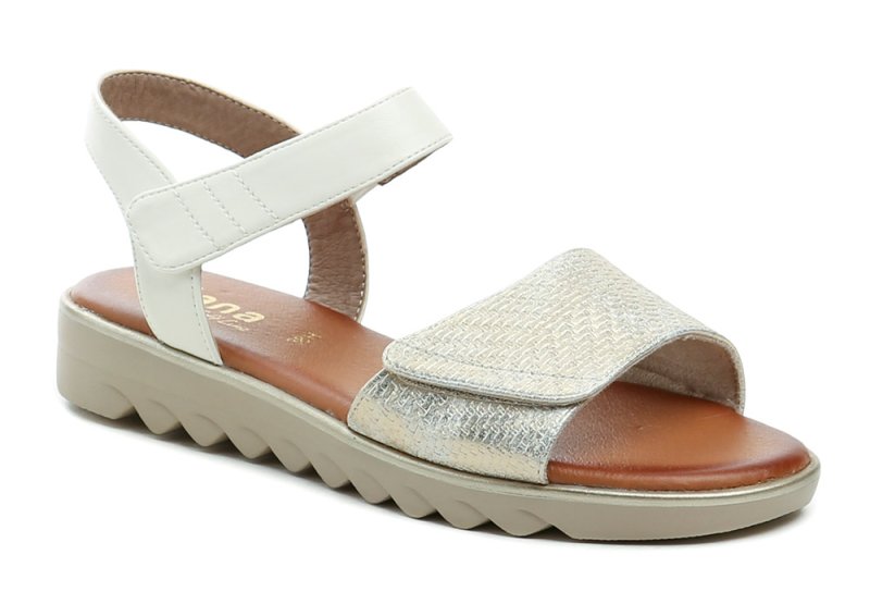 Jana 8-28265-42 bielo zlaté dámske sandále šírka H | ARNO-obuv.sk - obuv s tradíciou