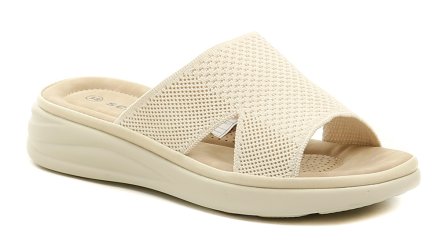 Dámska letná vychádzková nazúvacia obuv s nastaviteľnými pásikmi pomocou suchého zipsu. Obuv je vyrobená zo syntetického materiálu a stielkou z pravej prírodnej kože.