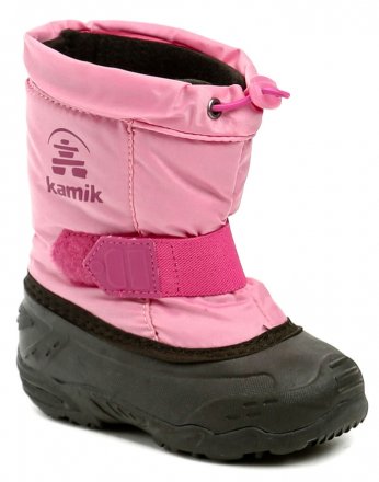 Detská zimná vyteplená vychádzková obuv typu snehule, vyrobená z nepremokavého nylonového materiálu s vybrateľnou izolačnou vložkou.