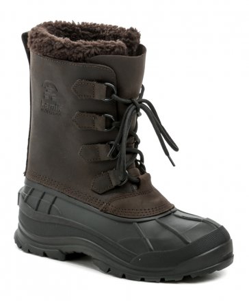 Pánska zimná vychádzková členková obuv do extrémneho počasia, vyrobená z gumovej kaplnky v kombinácii s prírodnou kožou.