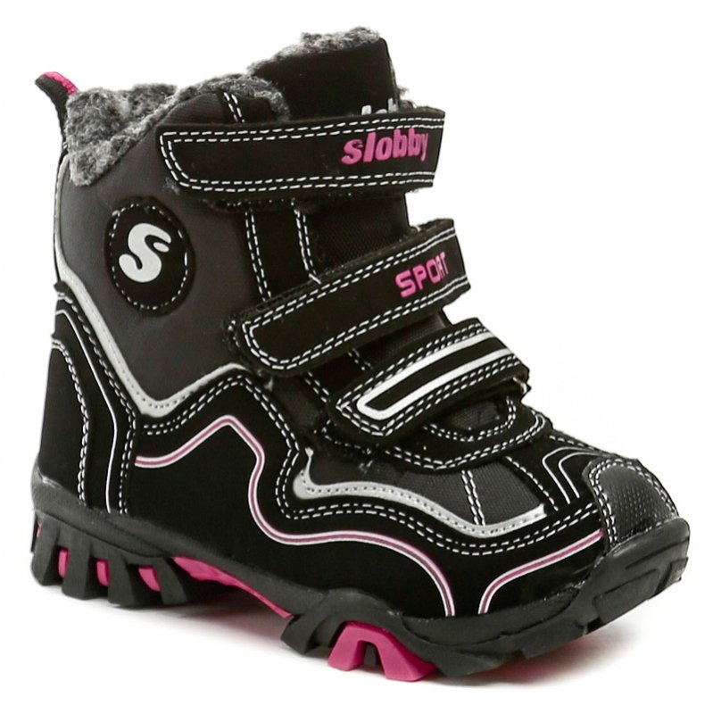 Slobby 46-0695-T1 černo růžové dětské finky | ARNO-obuv.sk - obuv s tradíciou