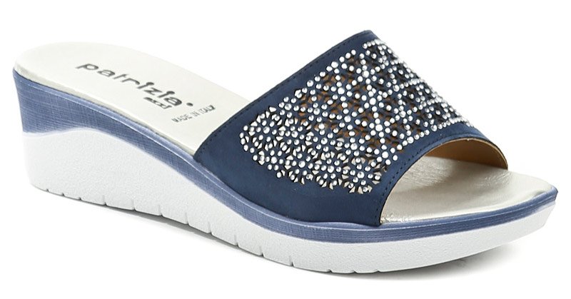 Patrizia Azzi 1423 modré dámské nazouváky na klínku | ARNO-obuv.sk - obuv s tradíciou