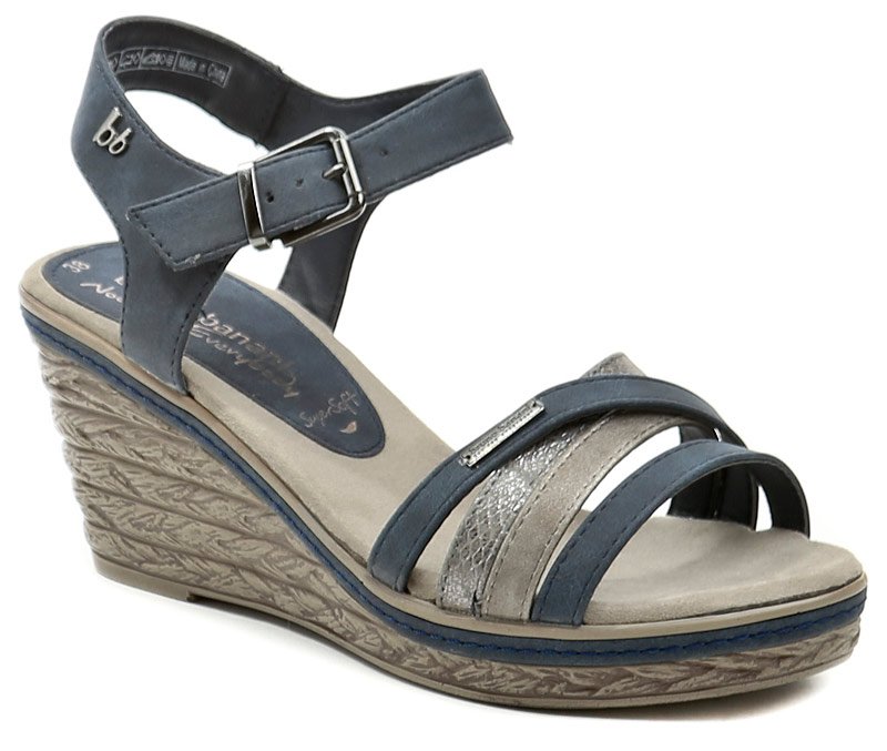 Bruno Banani 282221 denim dámské letní sandály na klínku | ARNO-obuv.sk - obuv s tradíciou