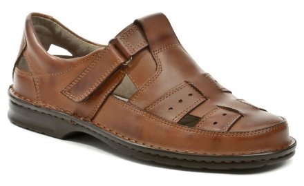 Pánská letní vycházková obuv se zapínáním na pásek se suchým zipem, vyrobená z pravé přírodní kůže.