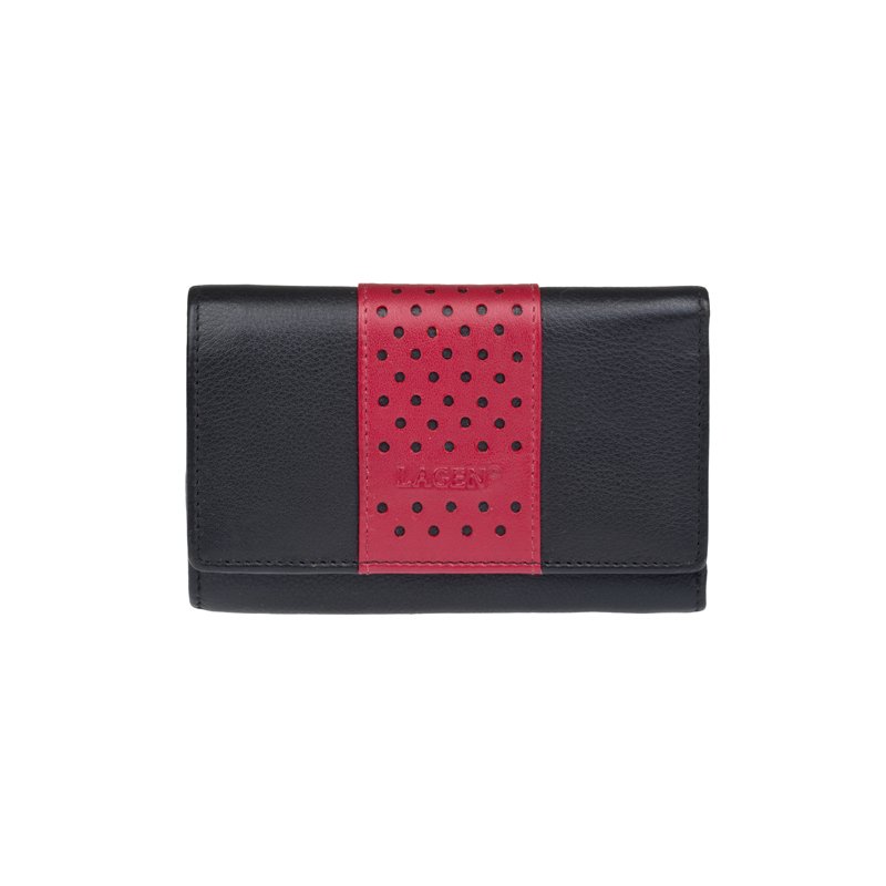 Lagen V-16 černo červená dámská kožená peněženka | ARNO-obuv.sk - obuv s tradíciou