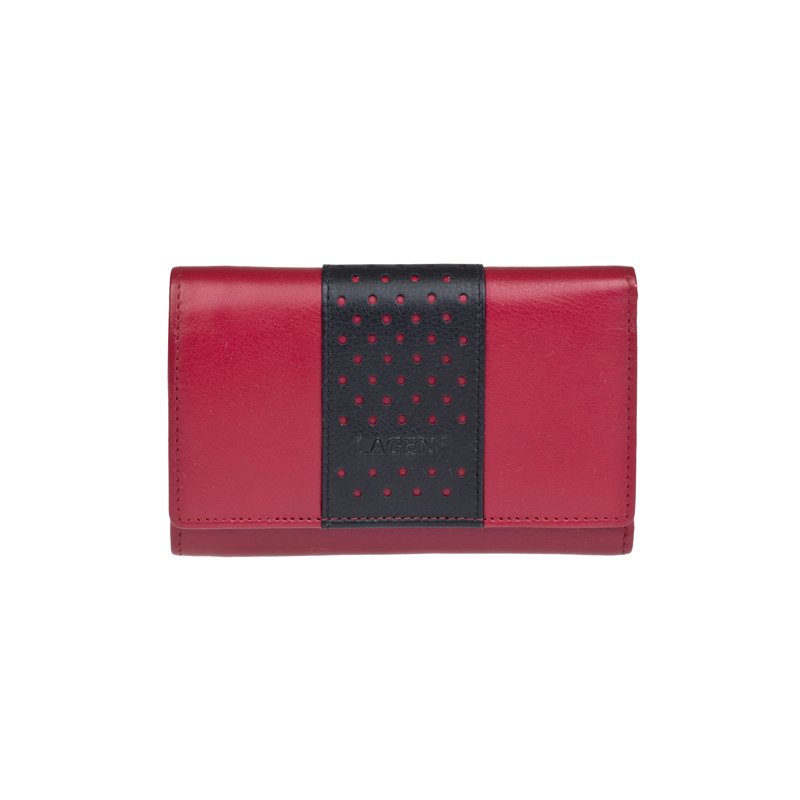 Lagen V-16 červeno černá dámská kožená peněženka | ARNO-obuv.sk - obuv s tradíciou