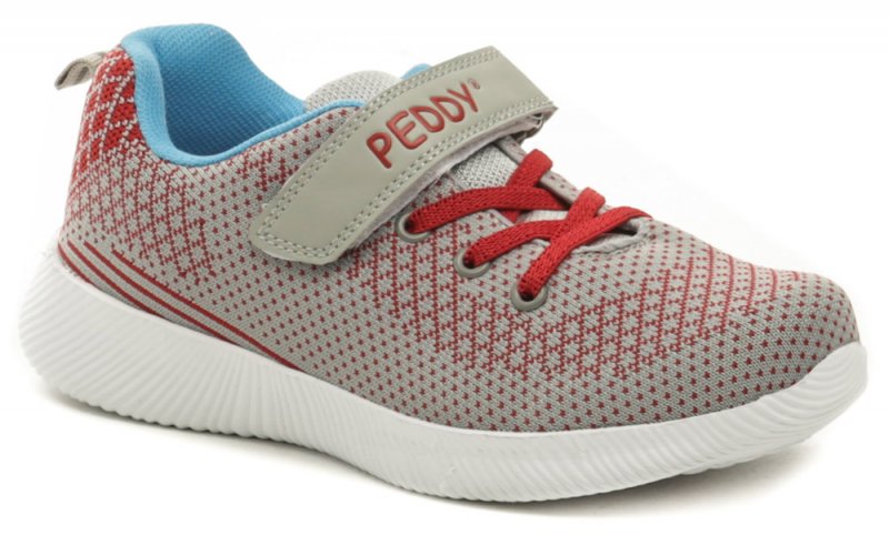 Peddy PO-507-22-05 šedo červené detské tenisky | ARNO-obuv.sk - obuv s tradíciou