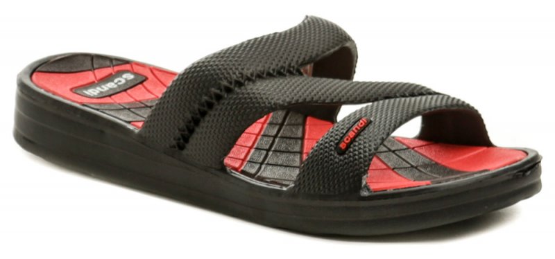 Scandi 58-0009-S6 čierno červené dámske plážovky | ARNO-obuv.sk - obuv s tradíciou
