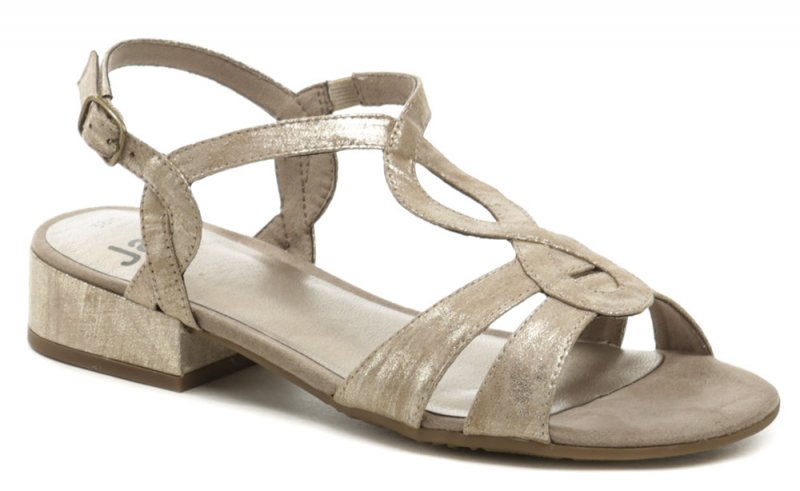 Jana 8-28262-24 béžové dámske sandále na podpätku šírka H | ARNO-obuv.sk - obuv s tradíciou