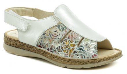 Dámska letná vychádzková obuv na miernom kline so zapínaním okolo päty, vyrobená z pravej prírodnej kože.