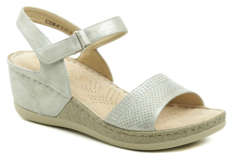 T.Sokolski strieborné dámske sandále na kline 35396-AB | ARNO-obuv.sk - obuv s tradíciou