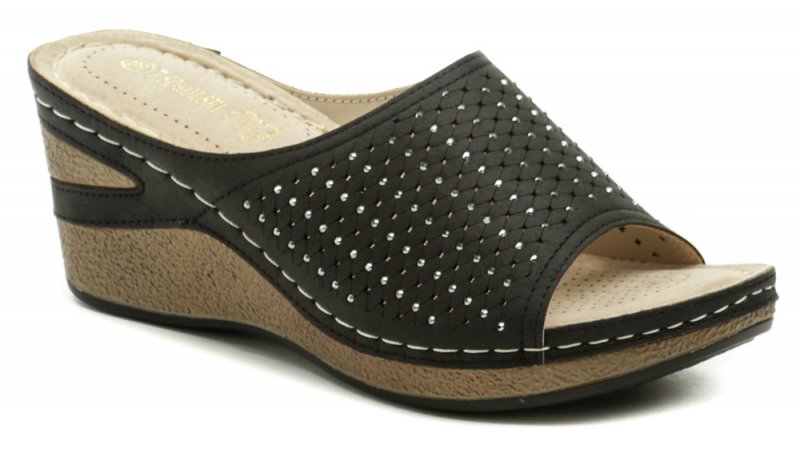 T.Sokolski čierne dámske šľapky na kline BZ89026-4 | ARNO-obuv.sk - obuv s tradíciou