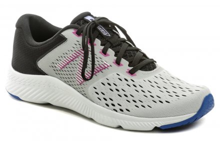 Dámska celoročná športová a vychádzková bežecká obuv na šnurovanie, vyrobená z kombinácie syntetického a textilného materiálu.