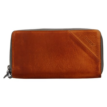 Dámska peňaženka vyrobená z pravej prírodnej kože. Rozmery peňaženky: 20,5 x 10,5 cm. V farbe hnedá a sivá vnútri.