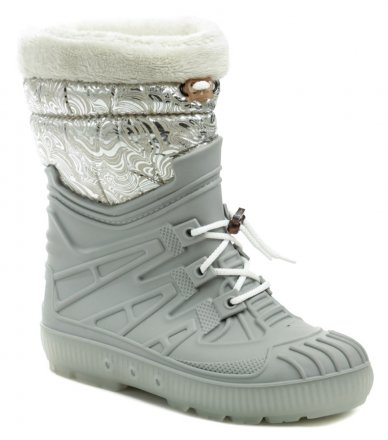 Dámska zimná členková vychádzková a rekreačná nepremokavá obuv, vyrobená z kombinácie syntetického a textilného materiálu.