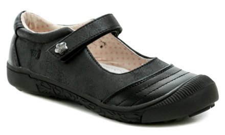 Dievčenské letné vychádzková obuv so zapínaním na opasok so suchým zipsom, vyrobená zo syntetickej kože v kombinácii s prírodnou kožou na stielke.