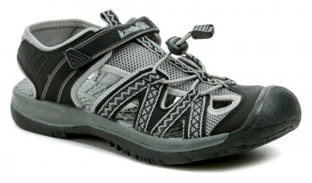 Letné vychádzková a trekingové sandálová obuv, vyrobená z kombinácie syntetického a textilného materiálu.