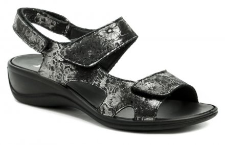 Dámska letná vychádzková obuv typu sandále na kline so zapínaním na suchý zips. Obuv je vyrobená z prírodnej kože.