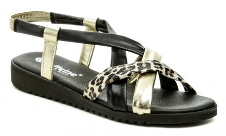 Dámska letná vychádzková sandálová obuv, vyrobená z veľmi jemnej pravej prírodnej kože v kombinácii s textilným materiálom.