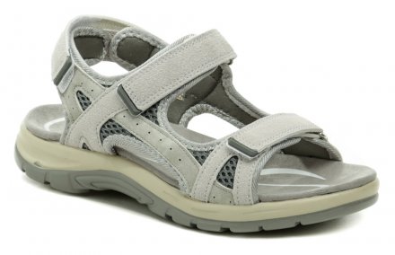Letná vychádzková obuv typu sandále so zapínaním na suchý zips vyrobená z kombinácie zo syntetickej kože v kombinácii s textilným materiálom.