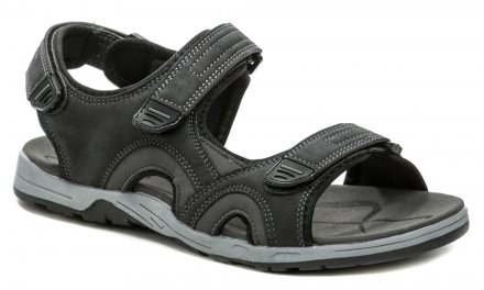 Pánska letná vychádzková obuv typu sandále so zapínaním na suchý zips. Obuv je vyrobená z kombinácie syntetického a textilného materiálu.