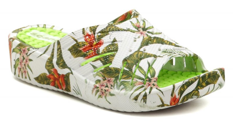 Scandi 280-0010-S1 bielo zelené dámske plážovky | ARNO-obuv.sk - obuv s tradíciou