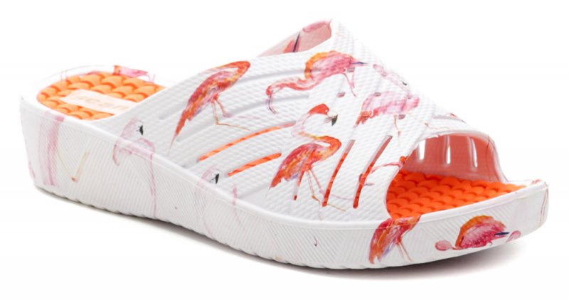 Scandi 280-0010-S1 bielo oranžové dámske plážovky | ARNO-obuv.sk - obuv s tradíciou